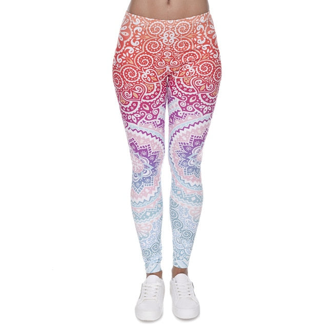 Aztec Round Ombre Printing Leggings - Wellness, Health & Fitness